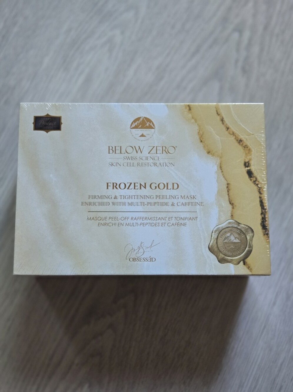 Below Zero Frozen Gold Firming Peeling Mask - Gold & Cream Packaging